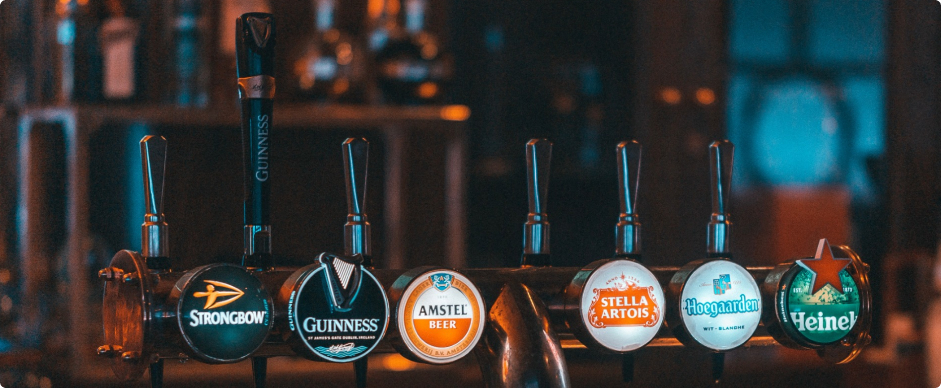 draft beer tower with black tap handles