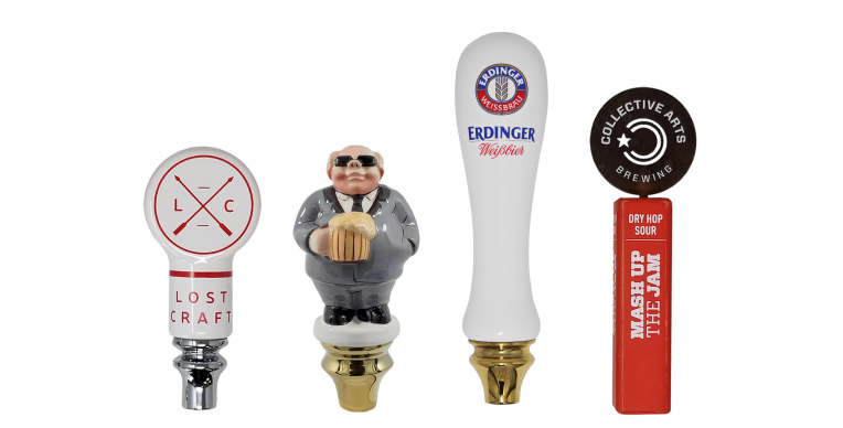 branded short beer tap handles
